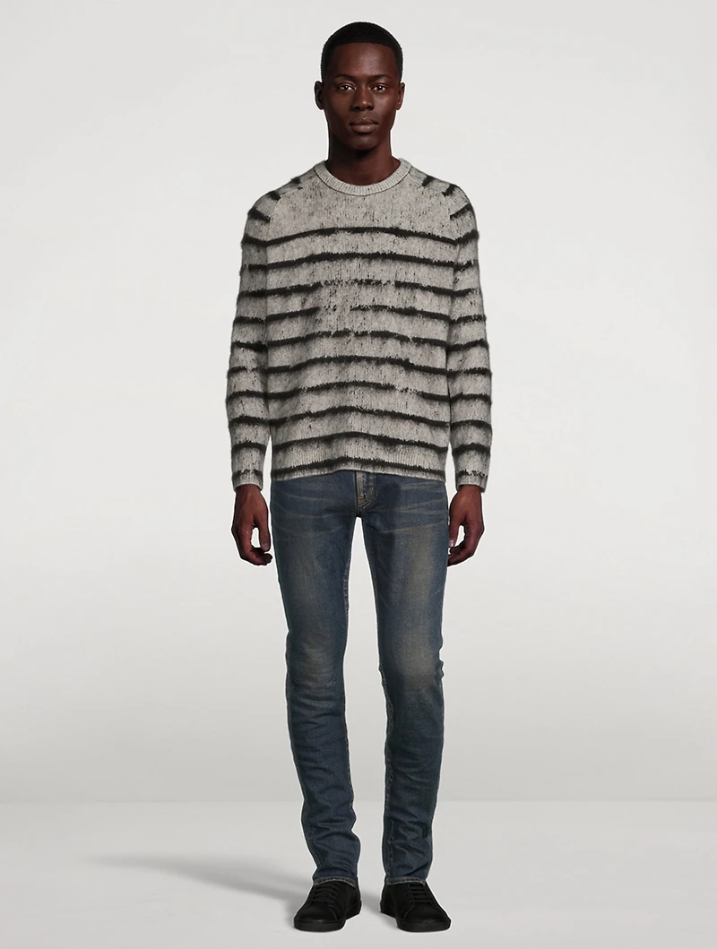 Wool And Mohair Brushed Striped Sweater
