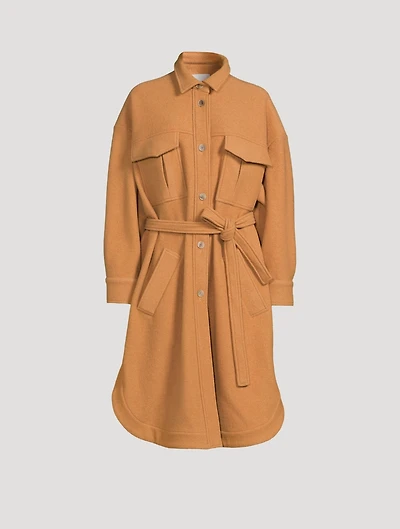 Belted Virgin Wool Shirt Jacket