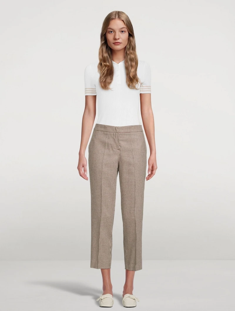 Slim Trousers Houndstooth Print