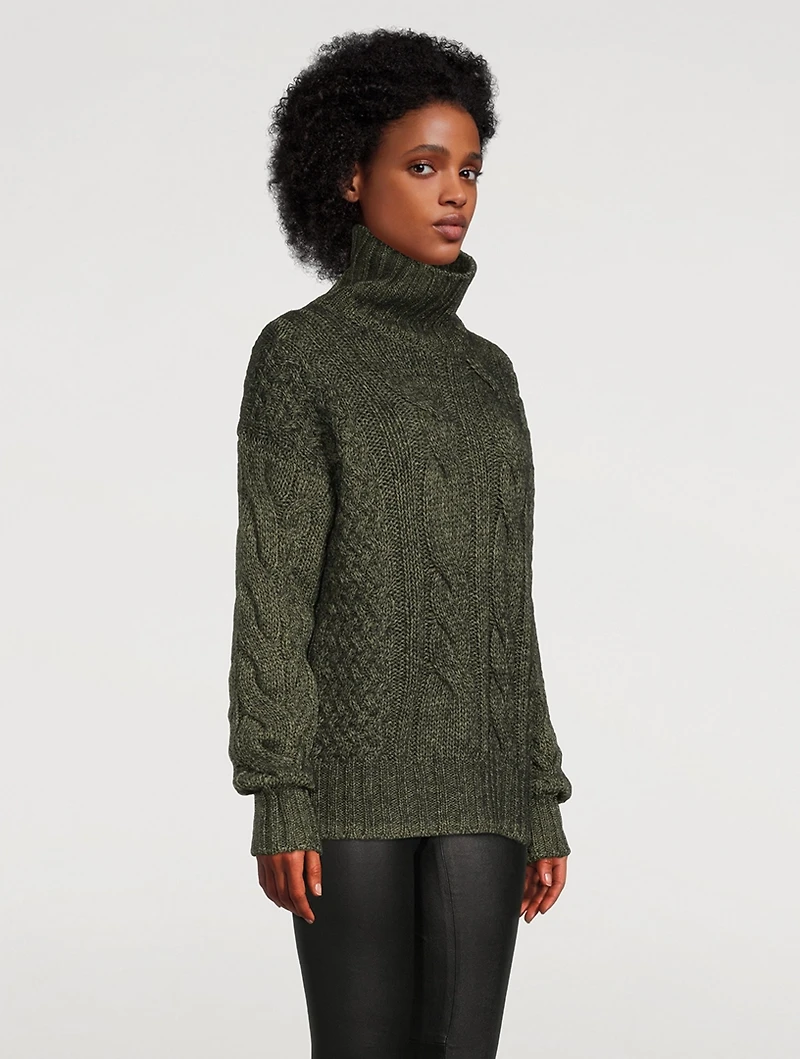 Cable-Knit Turtleneck Sweater