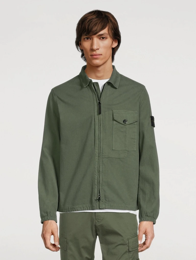 Textured Brushed Recycled Cotton Overshirt