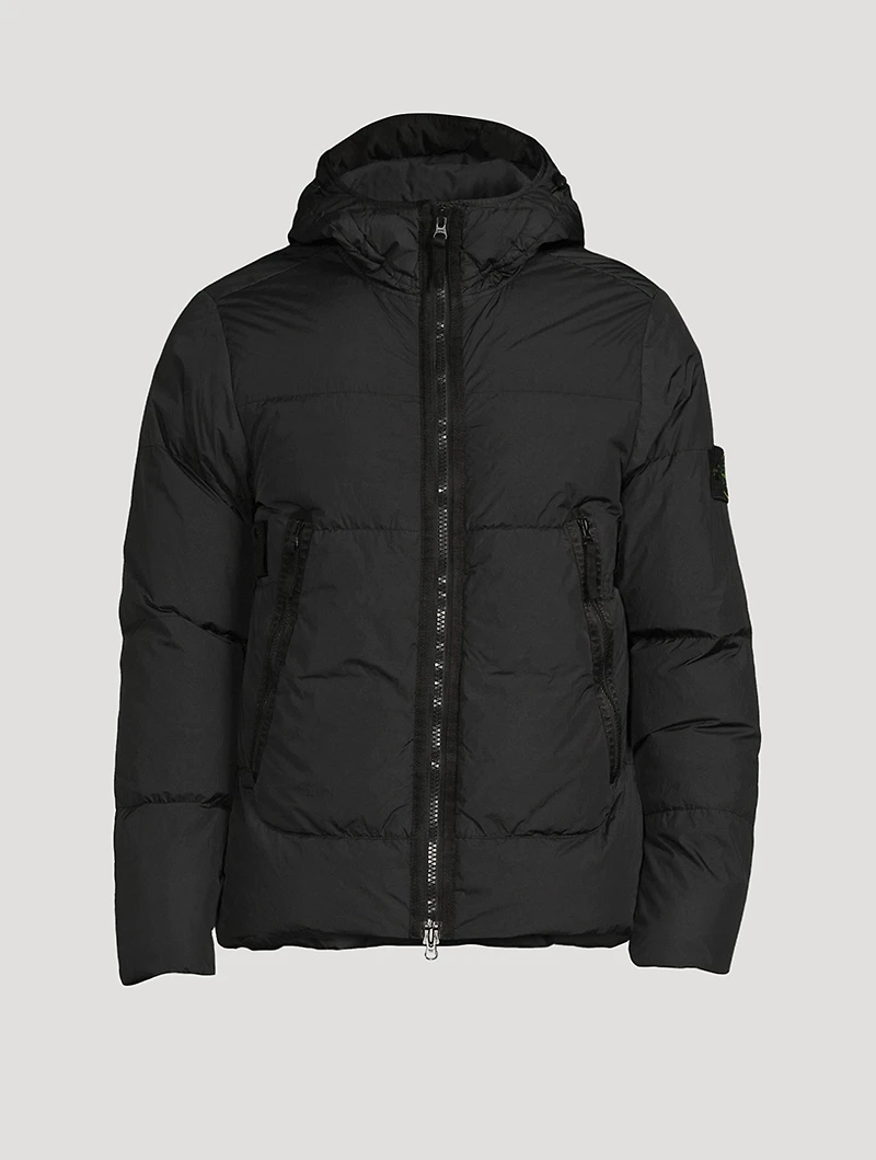 Garment-Dyed Crinkle Down-TC Jacket With Hood