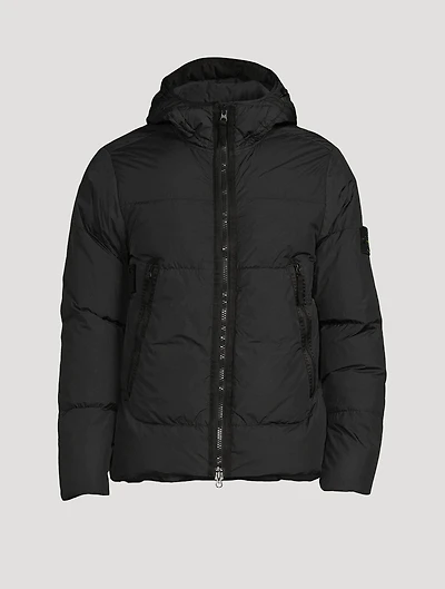 Garment-Dyed Crinkle Down-TC Jacket With Hood