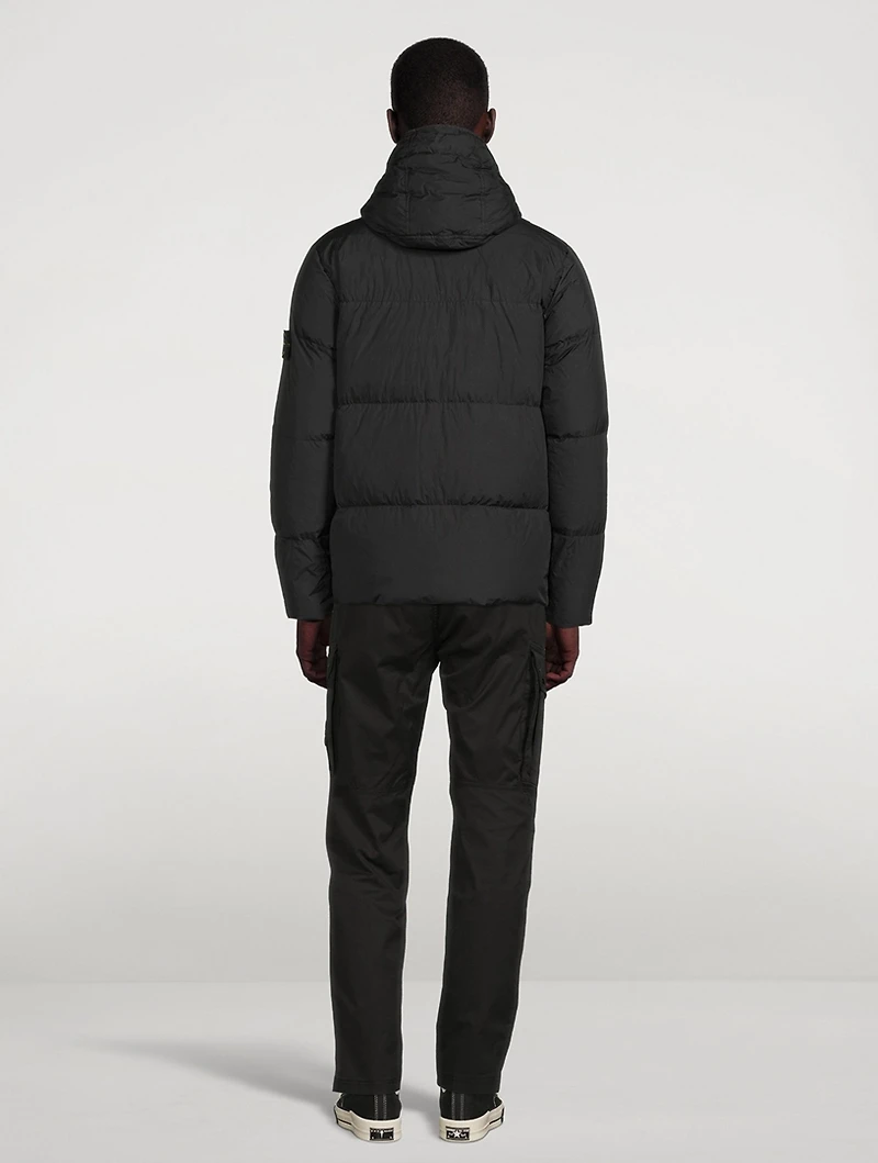 Garment-Dyed Crinkle Down-TC Jacket With Hood
