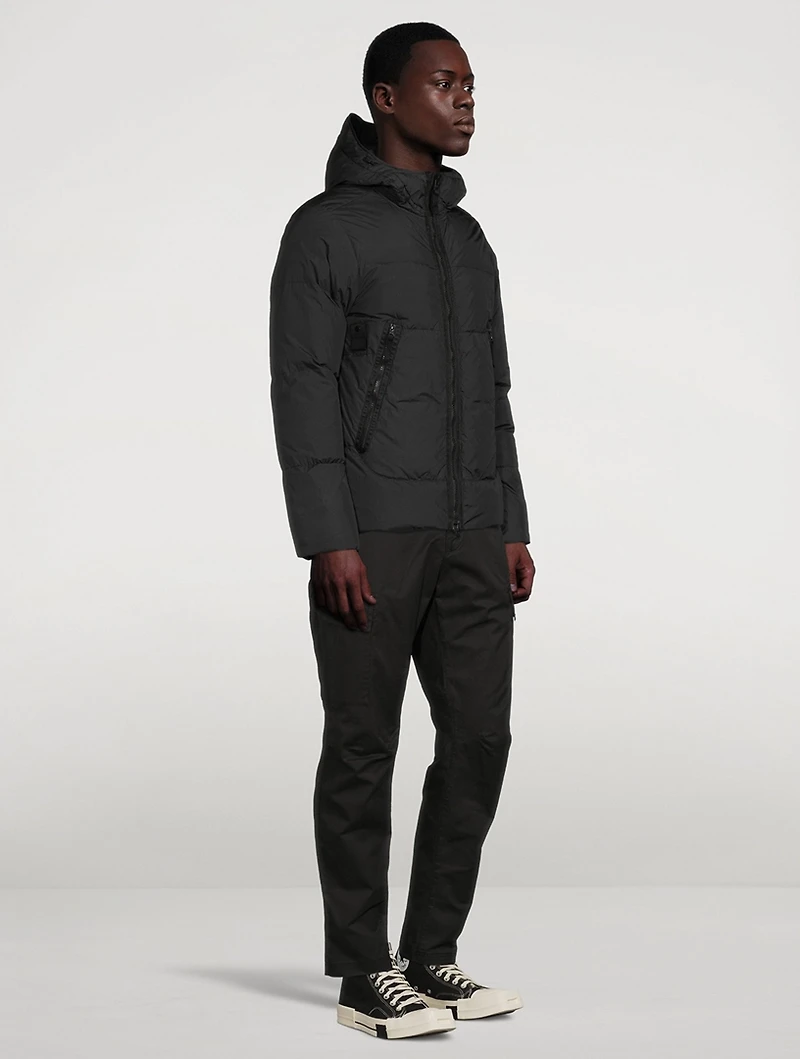 Garment-Dyed Crinkle Down-TC Jacket With Hood