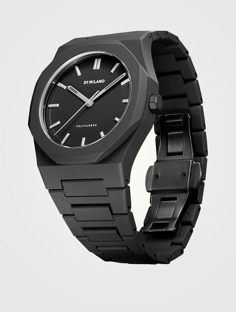 PolyCarbon Stainless Steel Strap Watch