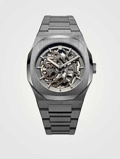 Skeleton Stainless Steel Bracelet Strap Watch