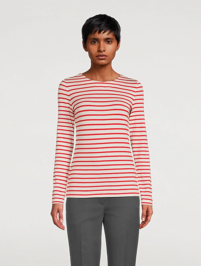 Jersey Long-Sleeve T-Shirt Stripe Print