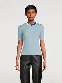 Virgin Wool Short-Sleeve Sweater