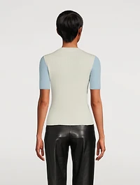 Virgin Wool Short-Sleeve Sweater