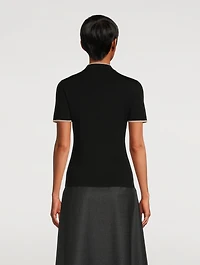 Short-Sleeve Mockneck Knit Top With Zipper