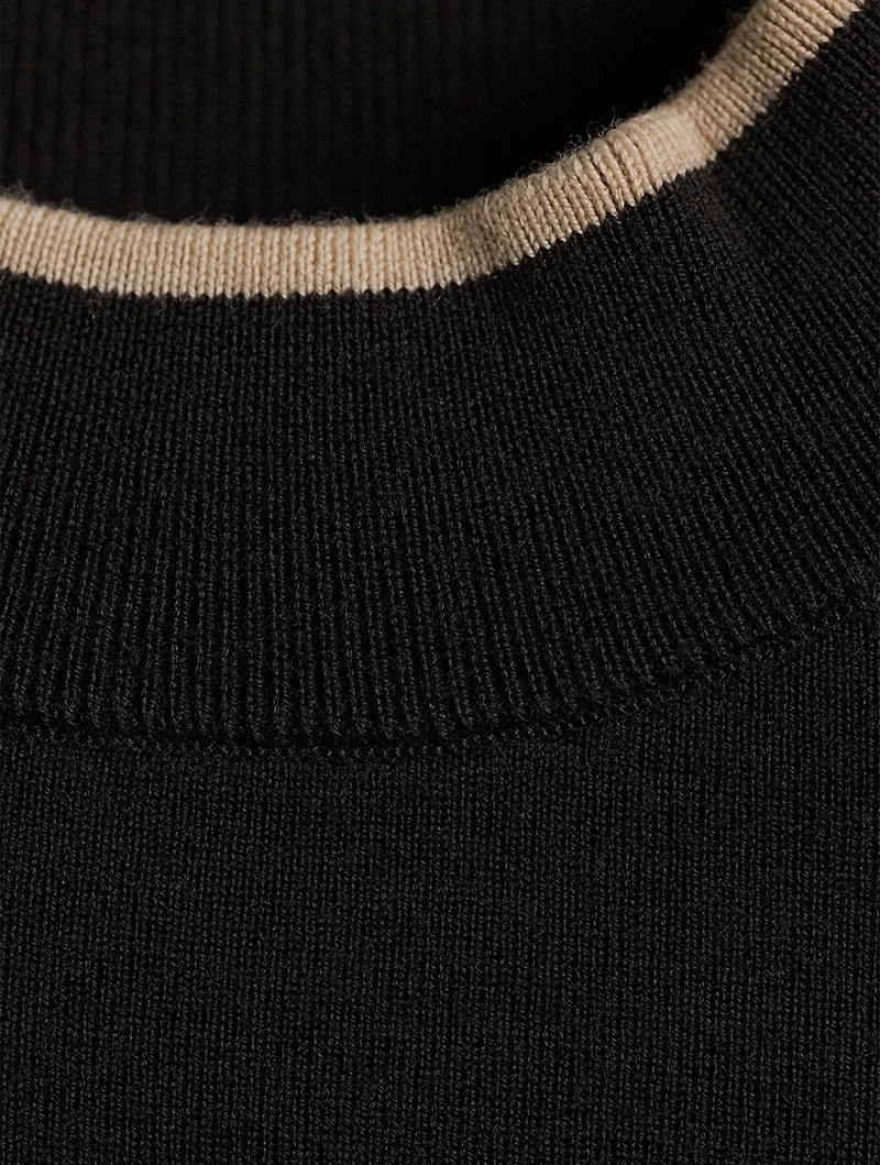 Short-Sleeve Mockneck Knit Top With Zipper