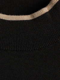 Short-Sleeve Mockneck Knit Top With Zipper