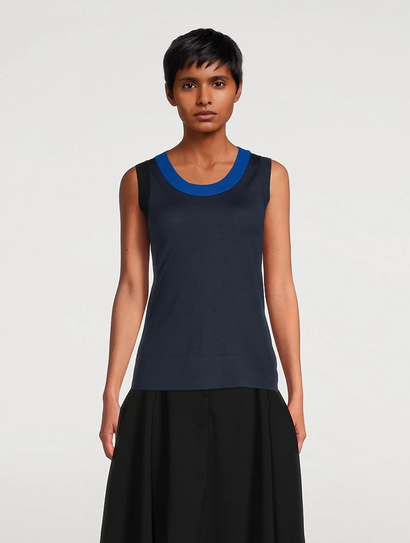 Colourblock Merino Wool Sleeveless Sweater