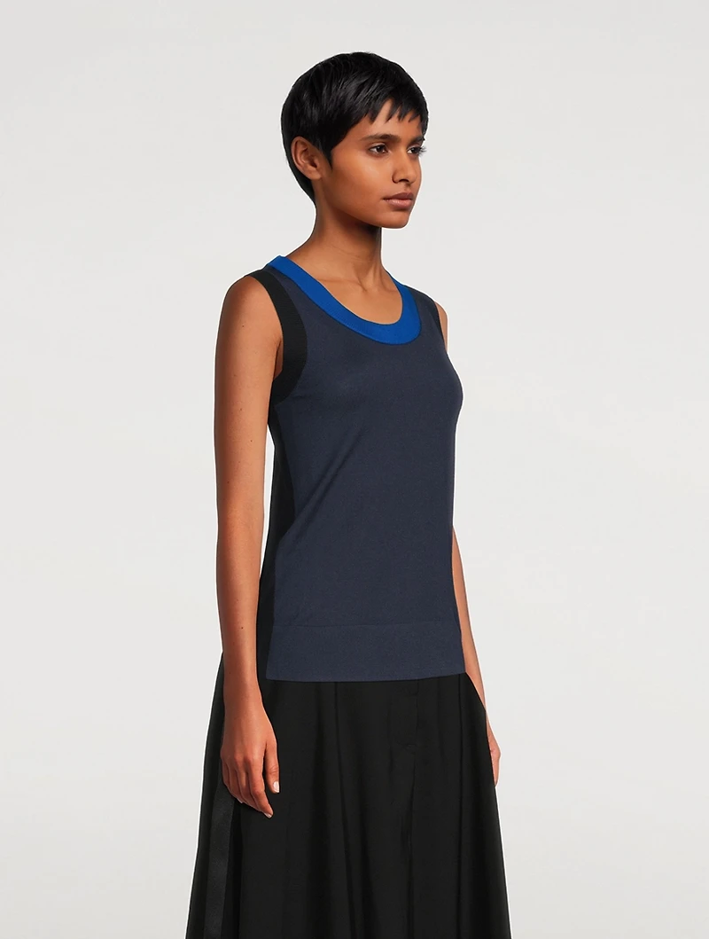 Colourblock Merino Wool Sleeveless Sweater