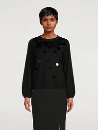 Puff-Sleeve Wool Sweater With Paillettes