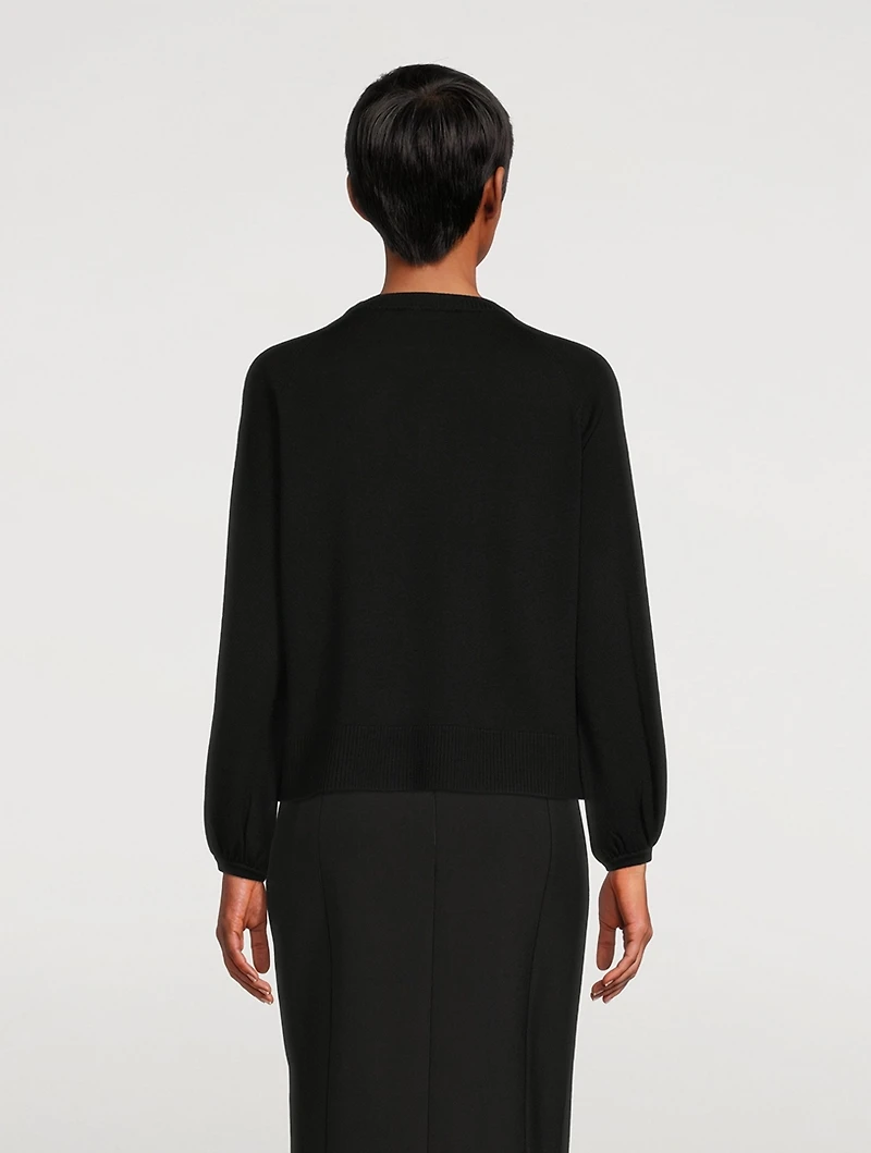 Puff-Sleeve Wool Sweater With Paillettes