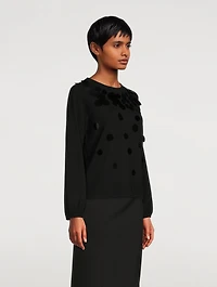 Puff-Sleeve Wool Sweater With Paillettes