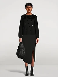Puff-Sleeve Wool Sweater With Paillettes