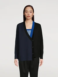 Asymmetric Stretch Virgin Wool Cardigan