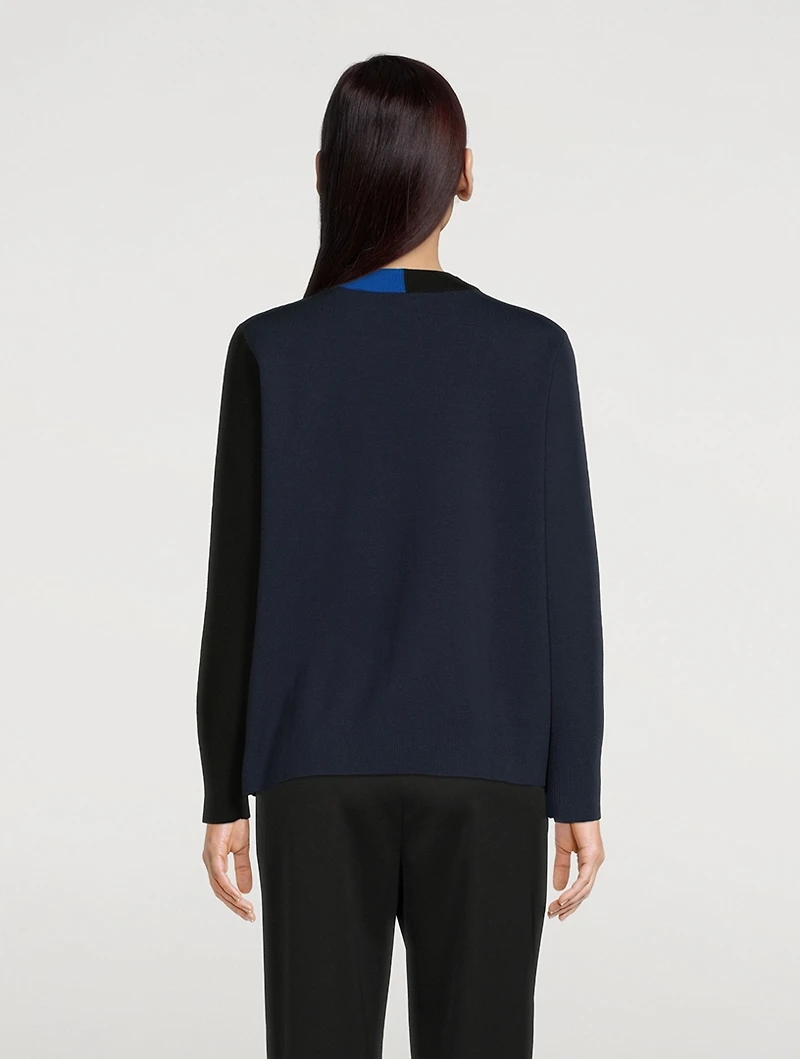 Asymmetric Stretch Virgin Wool Cardigan