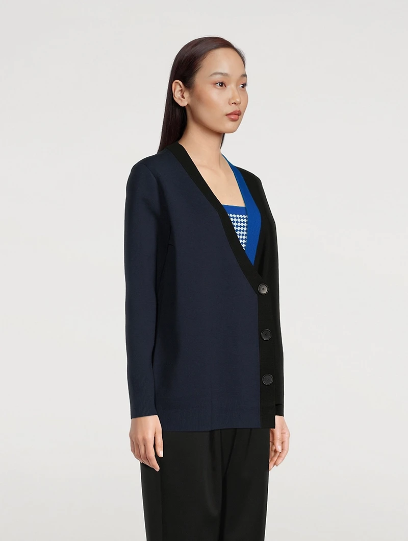 Asymmetric Stretch Virgin Wool Cardigan