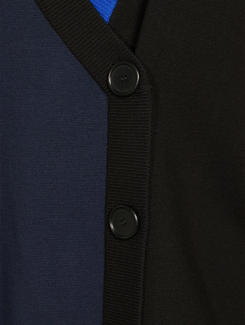 Asymmetric Stretch Virgin Wool Cardigan