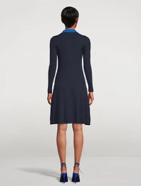 Colourblock Merino Wool Polo Sweater Dress