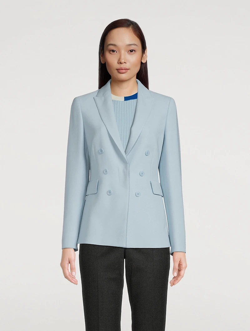 Double-Breasted Crepe Blazer