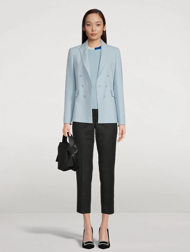 Double-Breasted Crepe Blazer