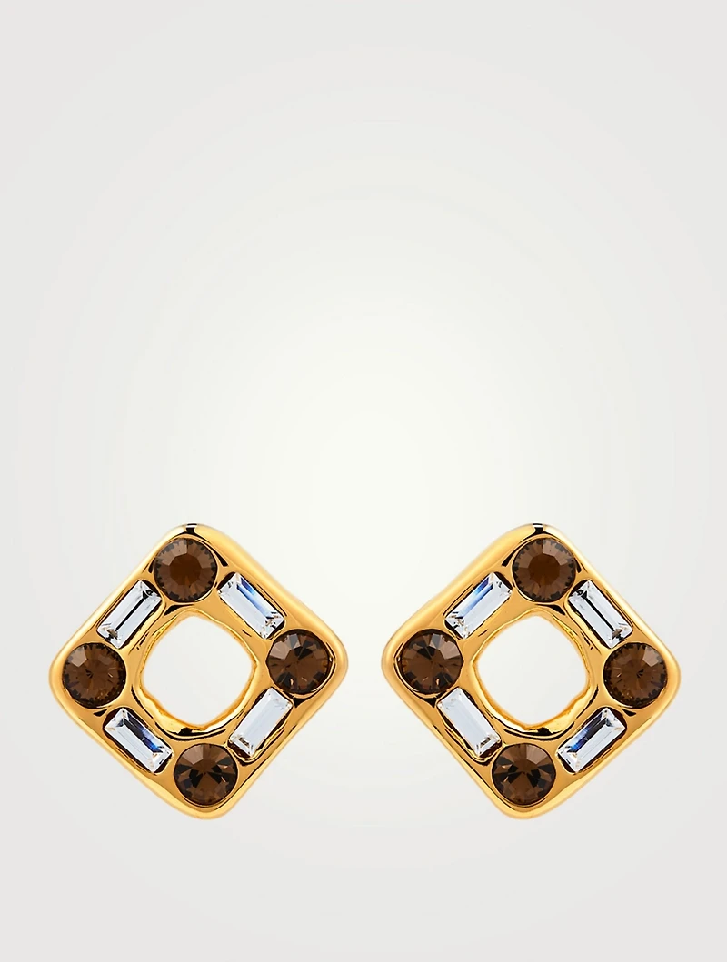 Square Earrings With Crystal