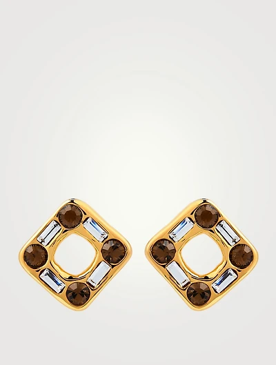 Square Earrings With Crystal