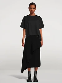 Asymmetric Wool Knit Midi Skirt