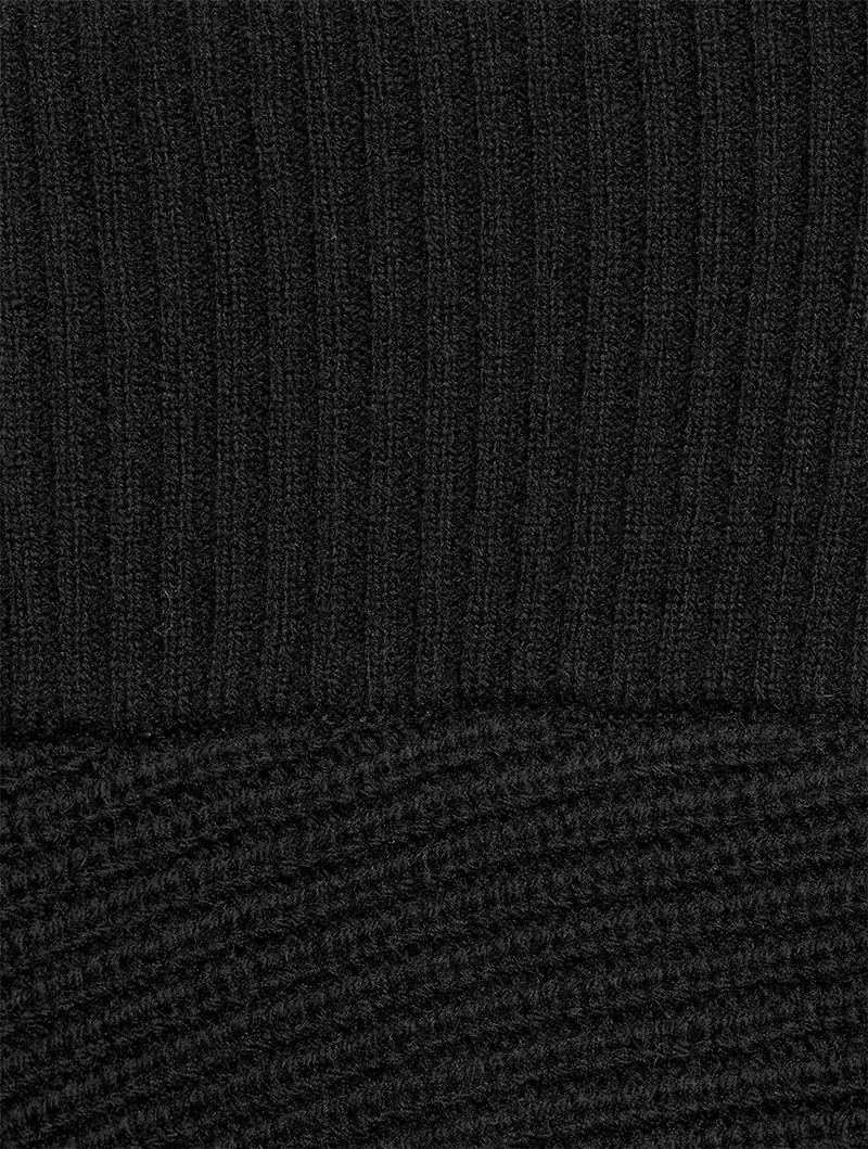 Asymmetric Wool Knit Midi Skirt