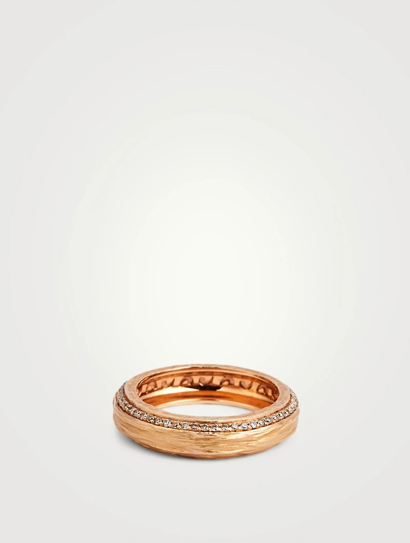 The Other Half 18K Rose Gold Single Line Band Ring With Champagne Diamonds