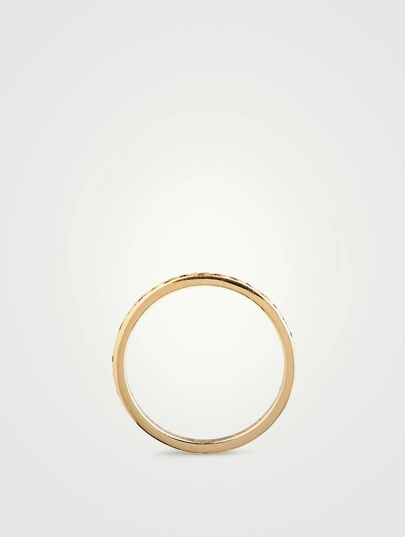 Manawa 18K Gold Eternity Ring With Red Sapphires