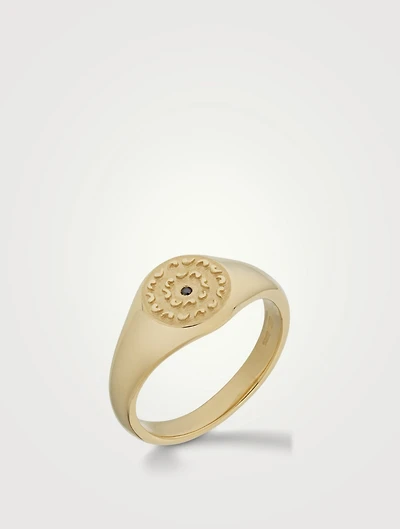 Icon 18K Gold Signet Ring With Black Diamond