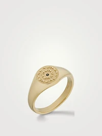 Icon 18K Gold Signet Ring With Black Diamond