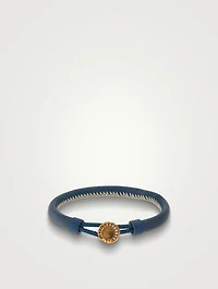 Kiri 18K Gold Round Leather Bracelet With Tiger Eye And Champagne Diamonds