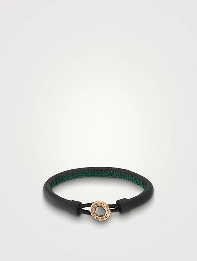 Kiri 18K Rose Gold Round Leather Bracelet With Hematite And Champagne Diamonds