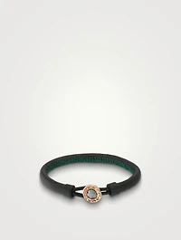 Kiri 18K Rose Gold Round Leather Bracelet With Hematite And Champagne Diamonds