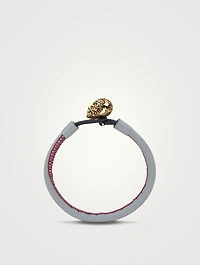 Kiri 18K Gold Tattooed Head Leather Bracelet With Champagne Diamonds