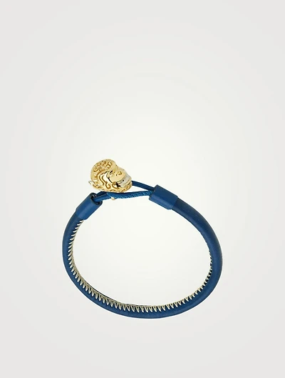 Kiri 18K Gold Pierced Monkey Leather Bracelet With Champagne Diamonds