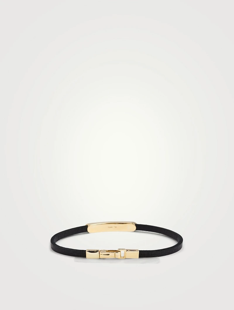 Frame 18K Gold Enameled Leather ID Bracelet