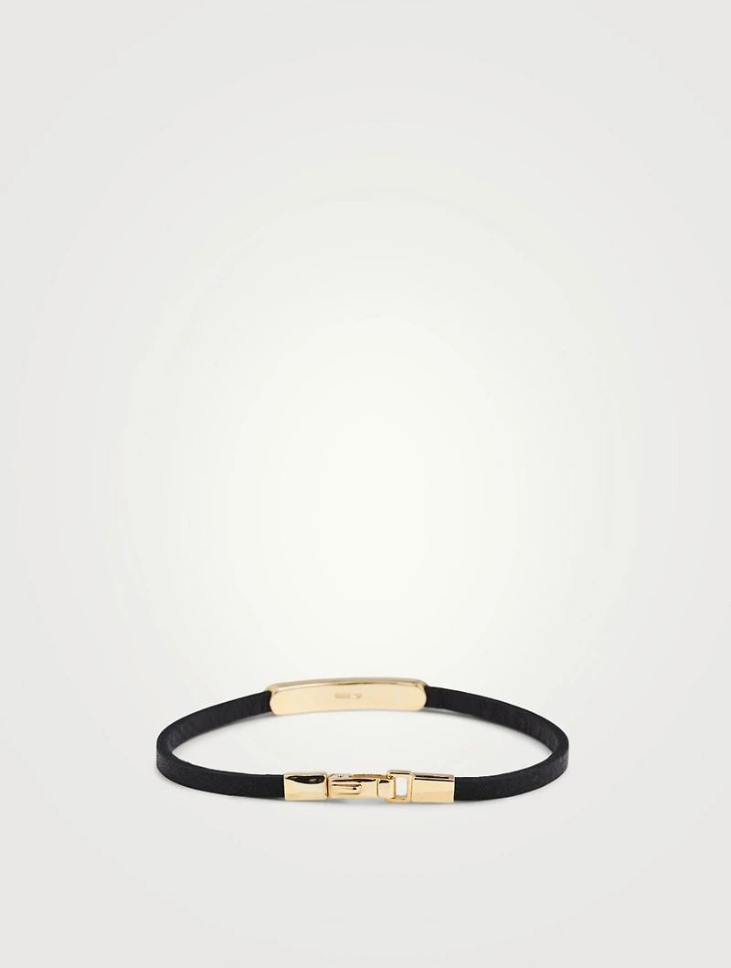 Acies 18K Gold Ipnotic Leather ID Bracelet