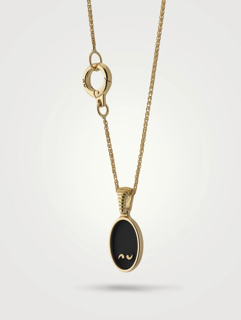 Frame 18K Gold Enameled Pendant Necklace