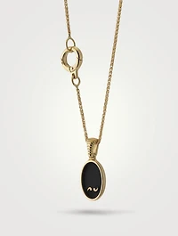 Frame 18K Gold Enameled Pendant Necklace