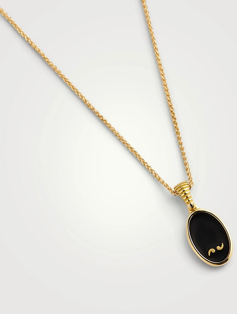 Frame 18K Gold Enameled Pendant Necklace