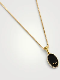 Frame 18K Gold Enameled Pendant Necklace