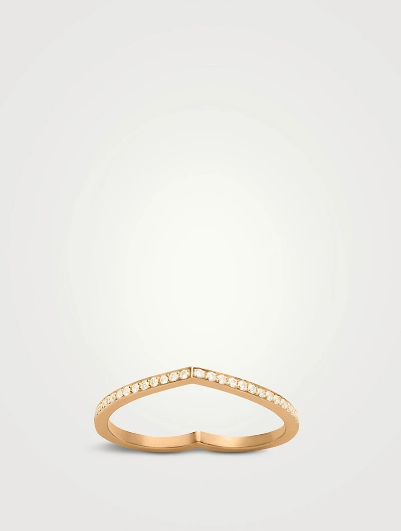 Antifer 18K Rose Gold Heart Ring With Pavé Diamonds